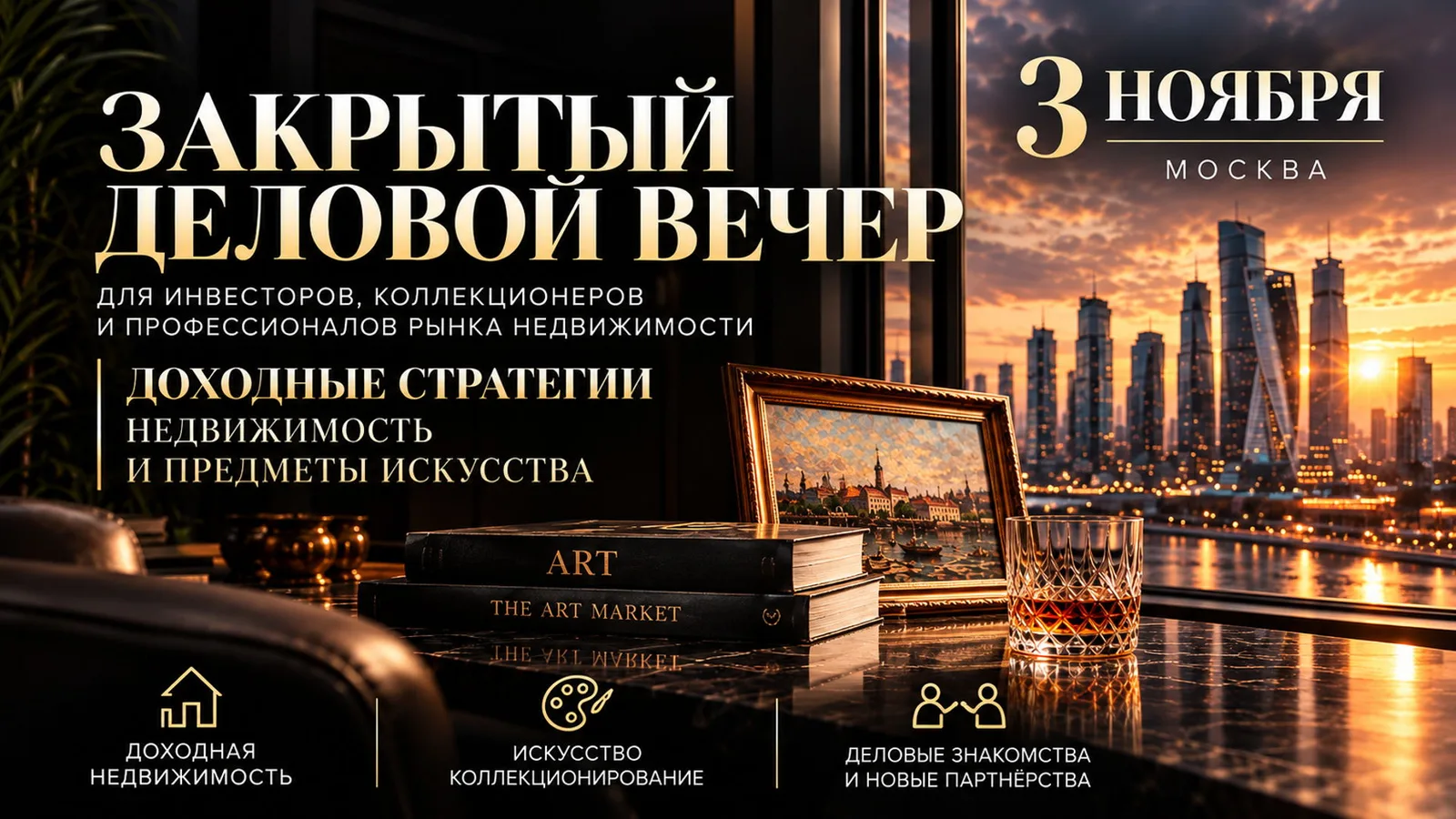 Закрытый деловой вечер для инвесторов, коллекционеров, и профессионалов рынка недвижимости